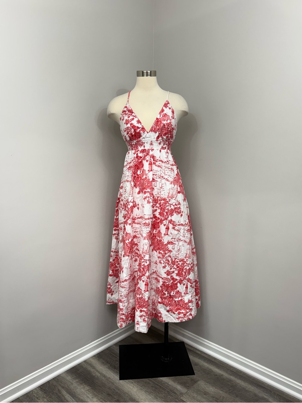 Vineyard Vines Red & White Toile Midi Dress